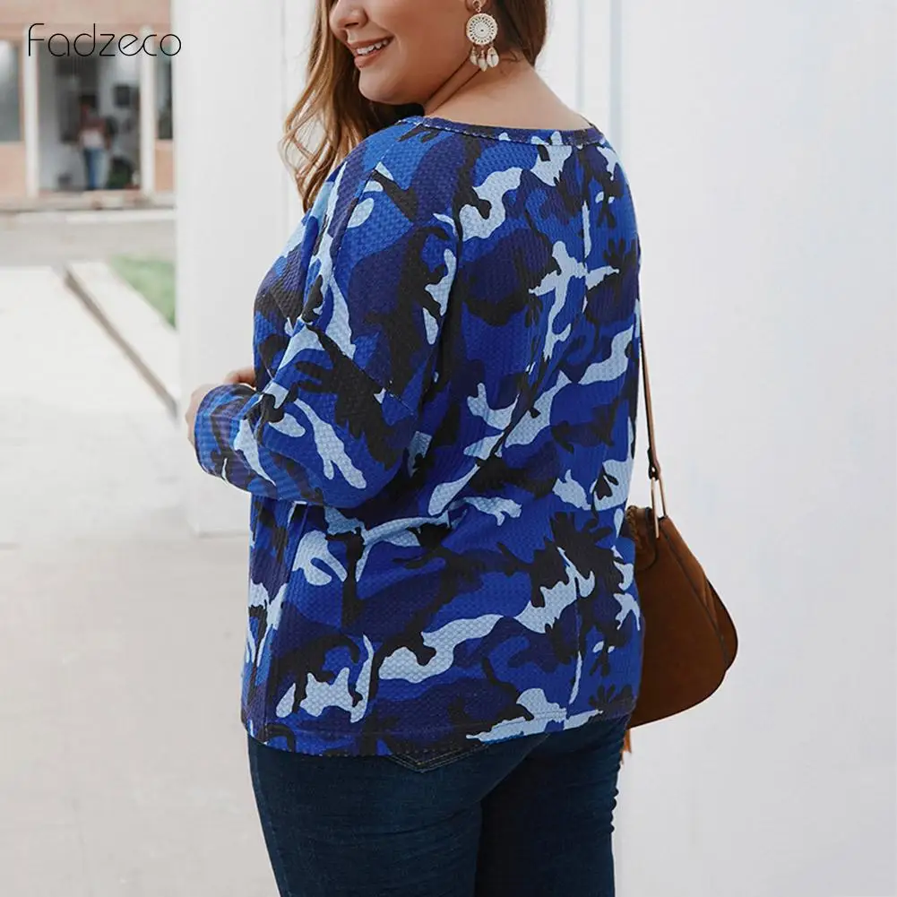 FADZECO новая модная камуфляжная Женская мешковатая одежда футболка на осень и зиму