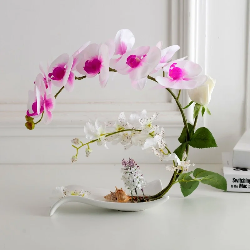 

A Set Of Artificial Flower Home Decorations With Orchid And Butterfly Patterns Fake Flowers Farmhouse Modern Pink Decor GiftsNew