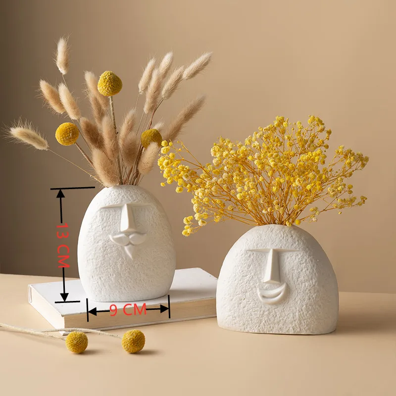 Скандинавский декор деревенский домашний креативная форма лица фарфоровая ваза