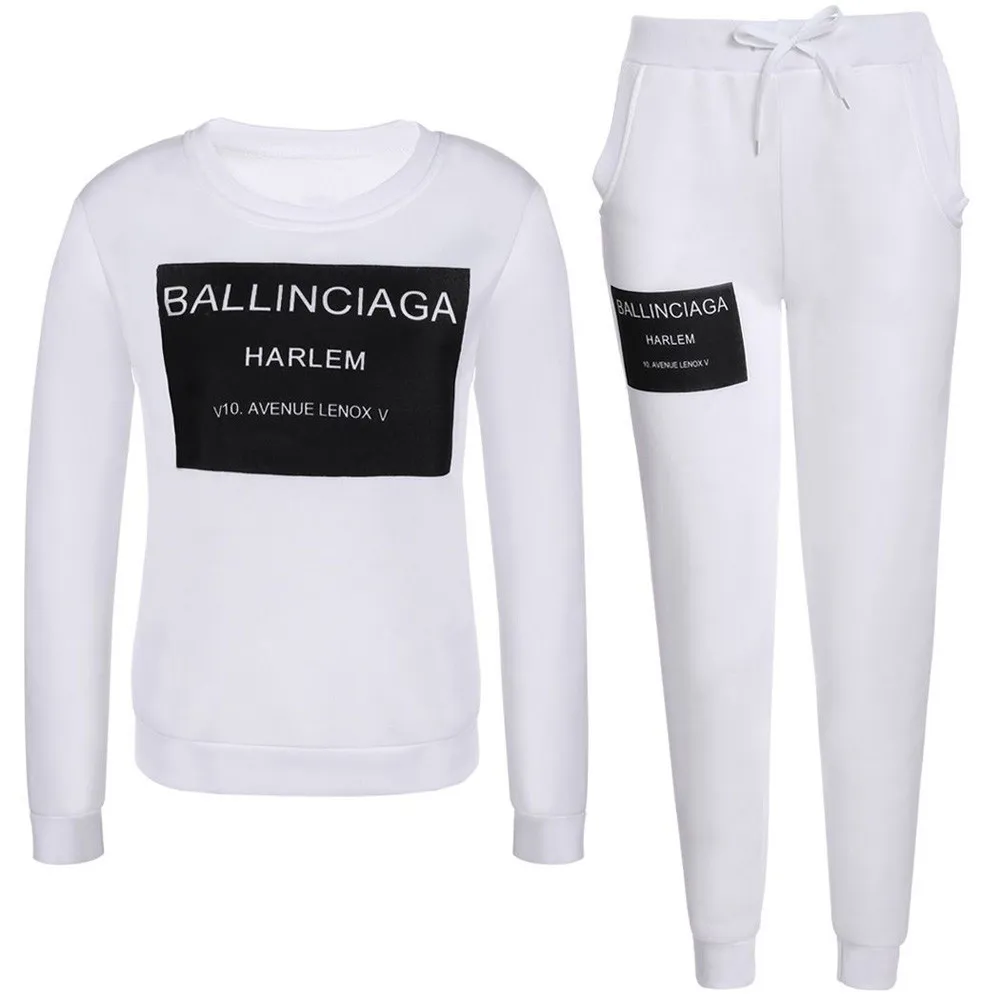 Женский спортивный костюм с буквенным принтом повседневный комплект из двух