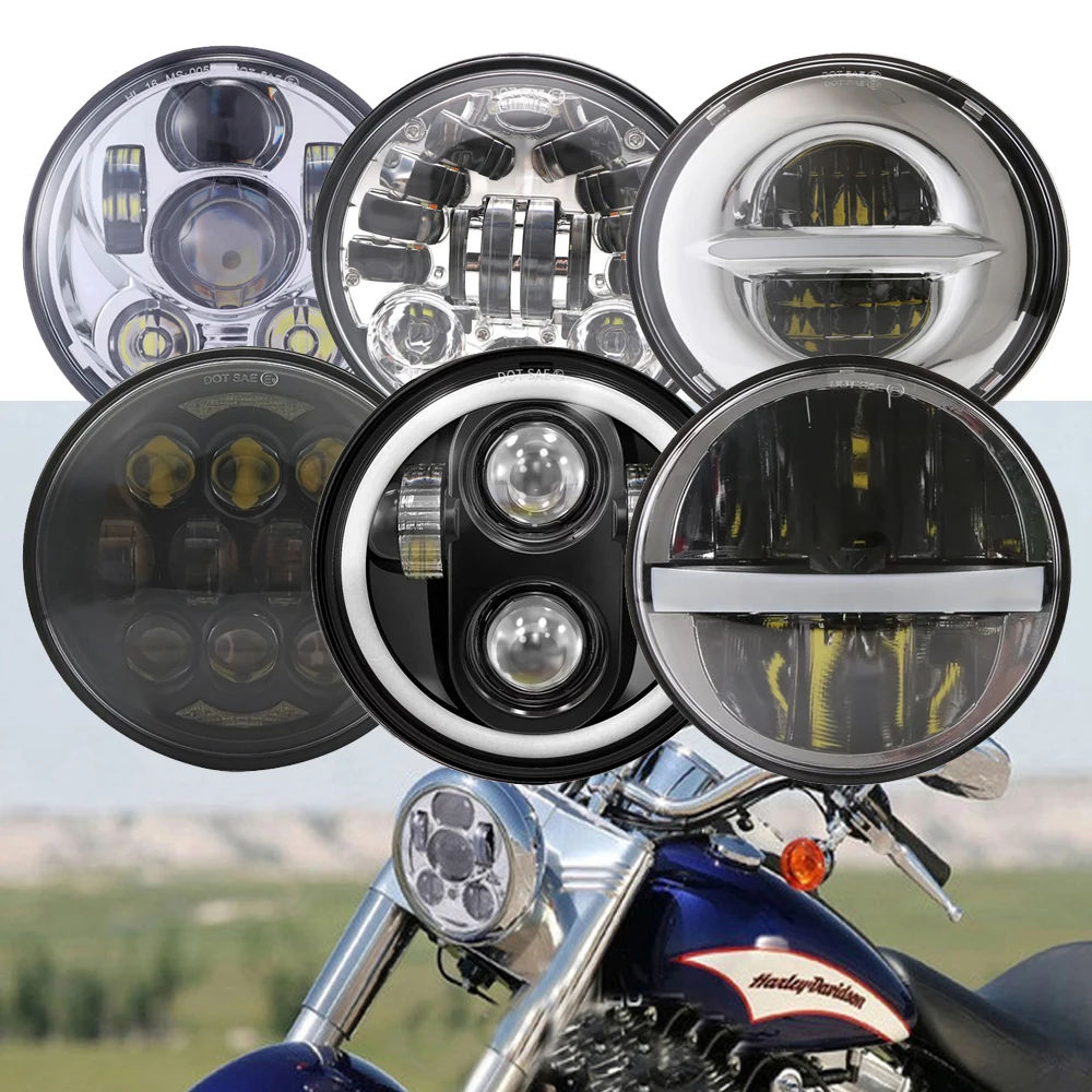 

5,75 дюймовый светодиодный мотоциклетный Головной фонарь 5 3/4 дюйма черный мотоциклетный противотуманный фонарь для Harley светодиодный «ангел...