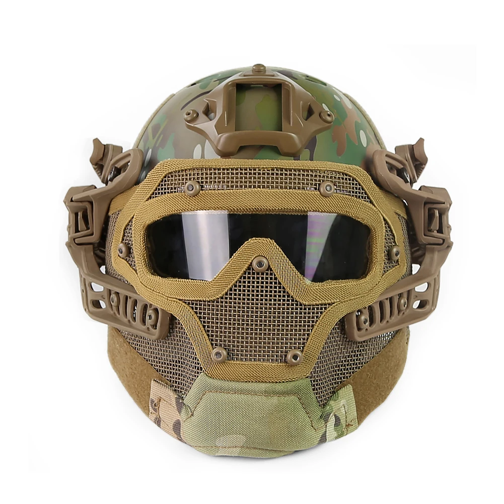 

Airsoft Tactical Helmet with Mask Shooting Full Face Protective Helmet for Paintball CS Sports Combat Military multicam Helmet