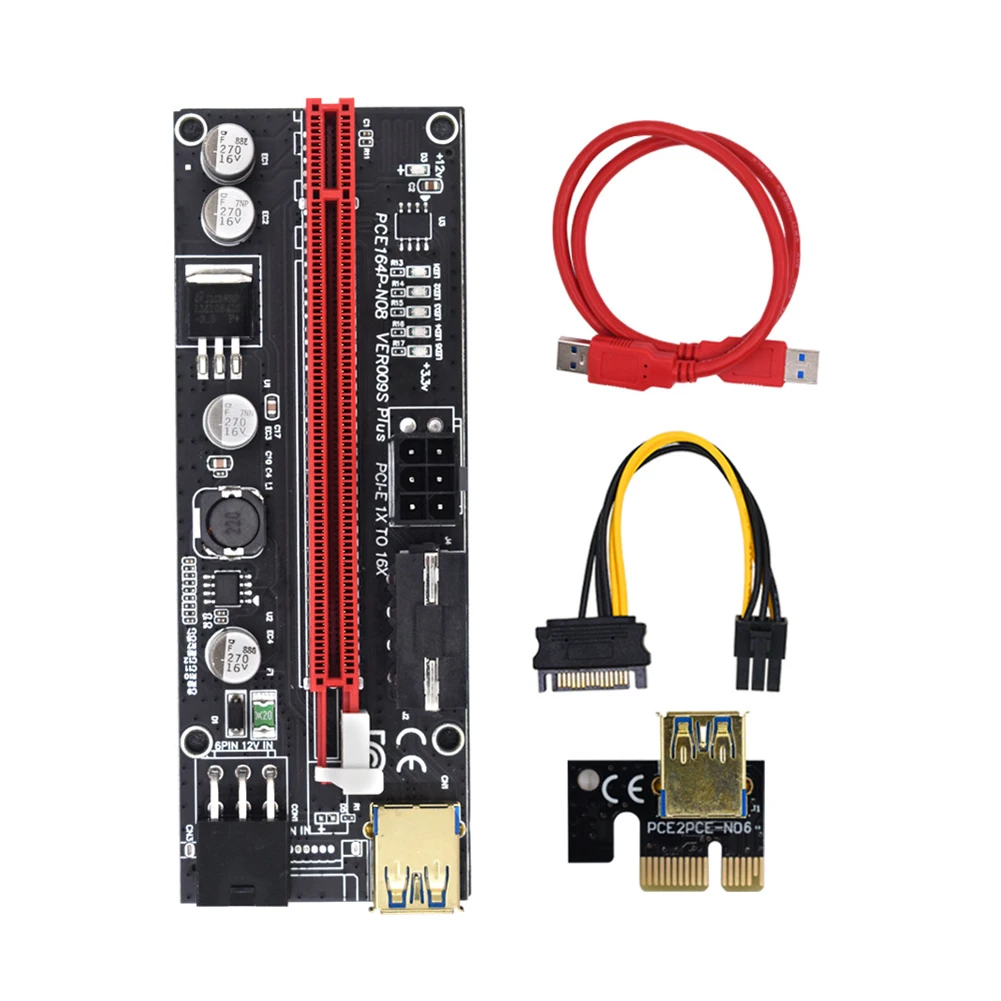 

VER009S-PLUS PCI Express Riser PCI-E 1X to 16X Extender Adapter for Mining Miner Adapter Card for Linux Mac