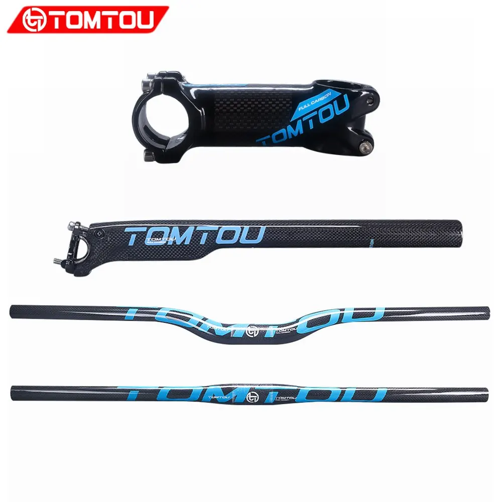 TOMTOU синий глянцевый 3K углеродный велосипедный руль в форме Ласточки/одна форма