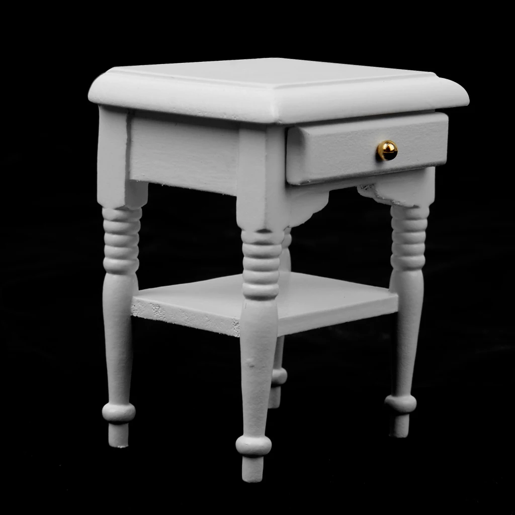 

Mini Crafted 1:12 Dollhouse White Wood Bedside Cabinet Miniatures Furniture