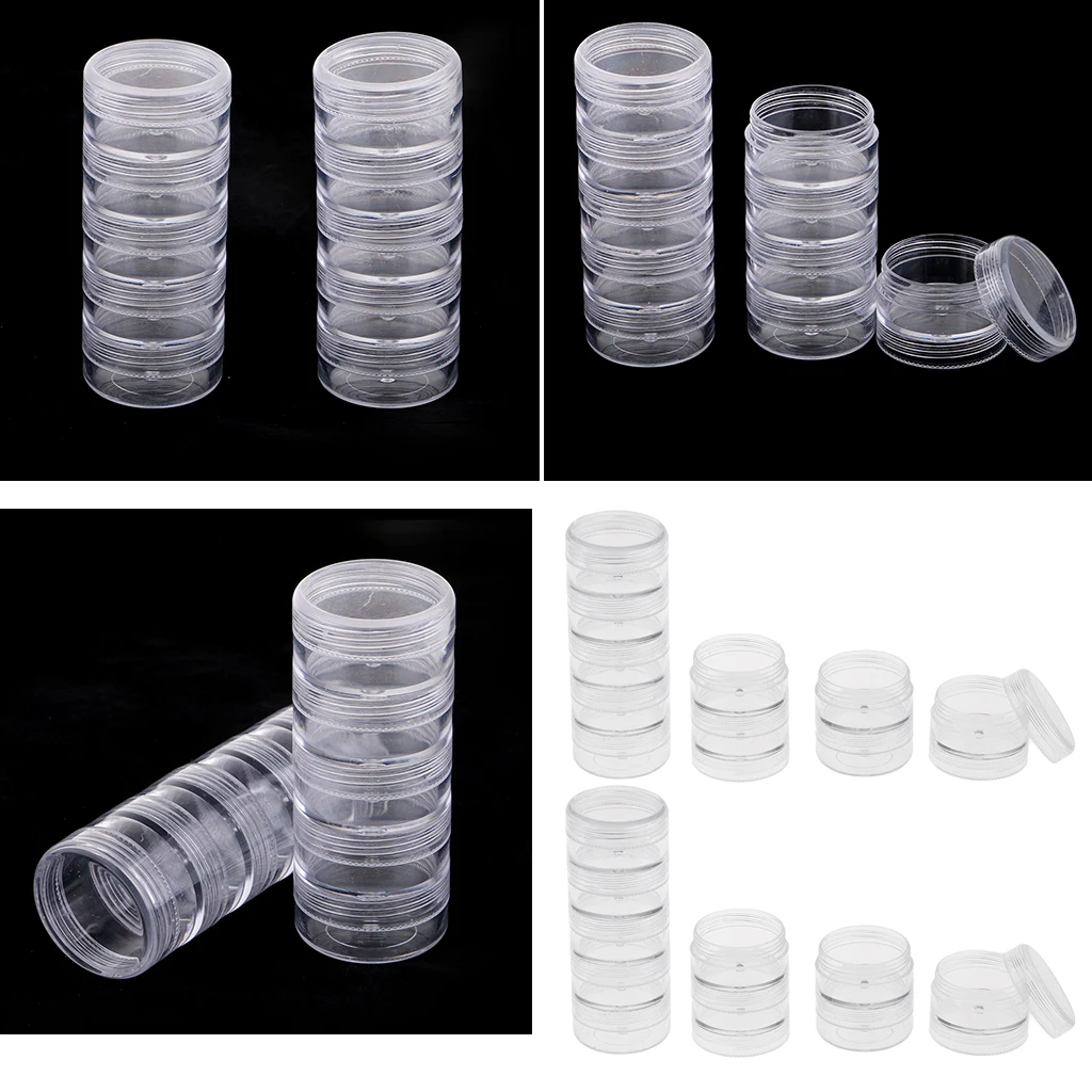 

10 шт. 5-слойный Штабелируемый контейнер для бисера, прозрачный контейнер для хранения с винтовой крышкой