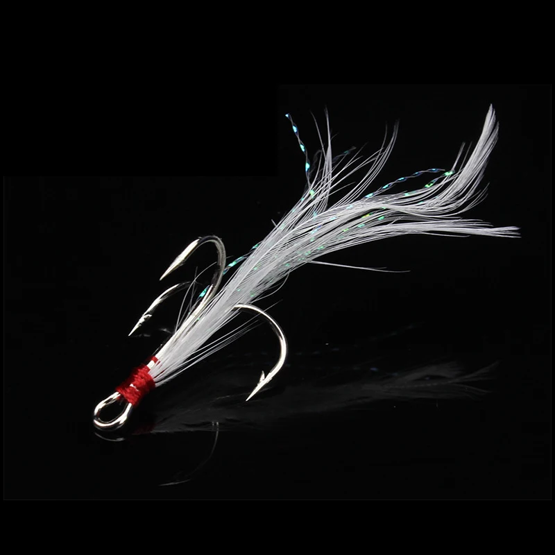 Рыболовный крючок GLUREE 10 шт./лот 4 #6 # тройные Крючки с красным белым пером