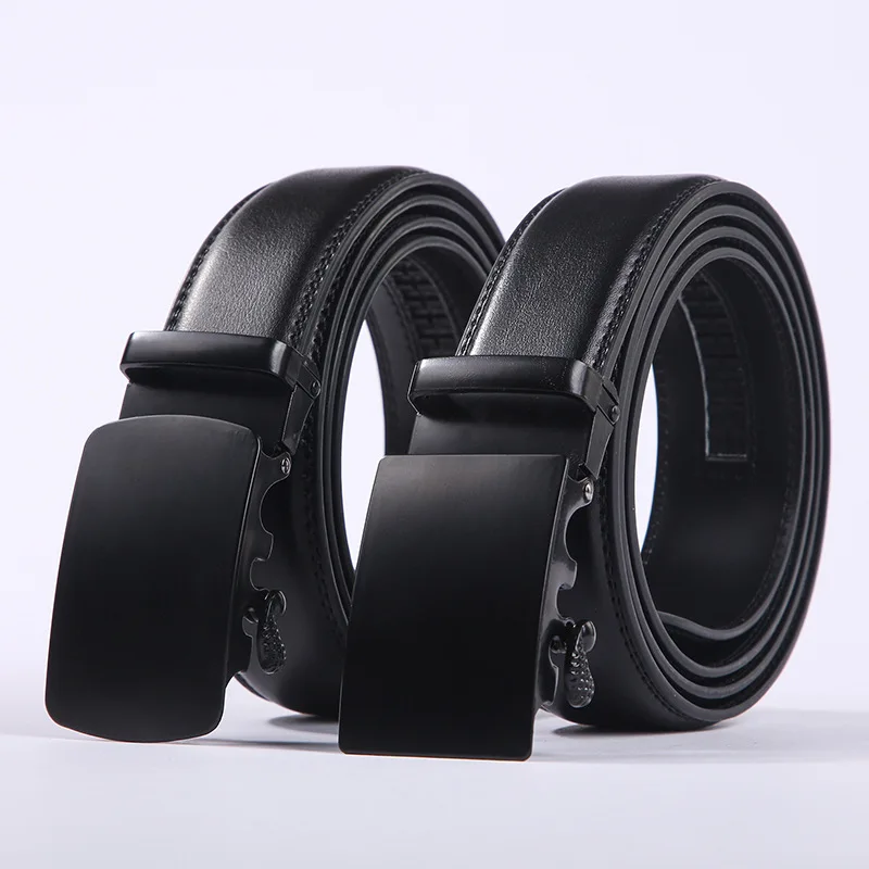 Men Belts Metal Automatic Buckle Brand High Quality Leather Belts Men Famous Brand Luxury Work Business Strap