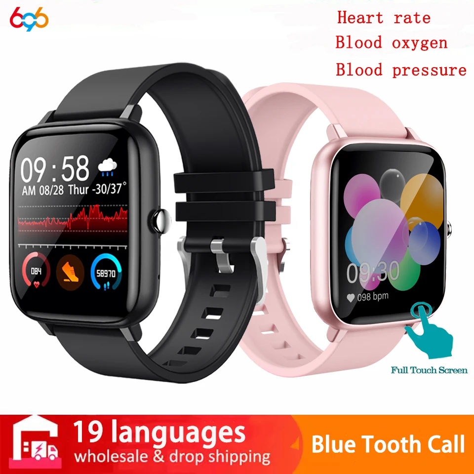 

Blue Tooth Call P6 Smart Watch Men Full Touch Fitness Tracker Blood Pressure Heartrate Clock Lady Smartwatch For Android IOS