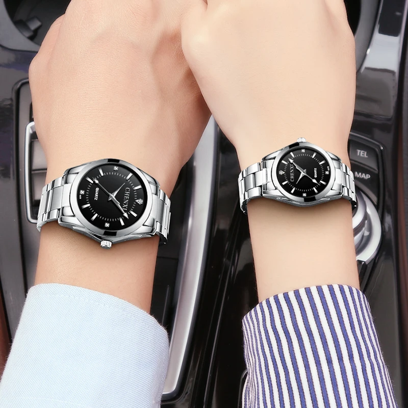 Luxury Brand Fashion Lover Watch Simple Silver Bracelet Wristwatch Women Stainless Steel Quartz Watch For Coupl Free Shipping