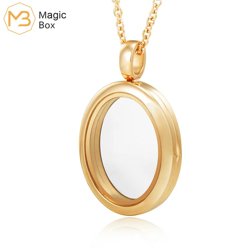 Ожерелье из нержавеющей стали стеклянная плавающая коробка Золотое модное