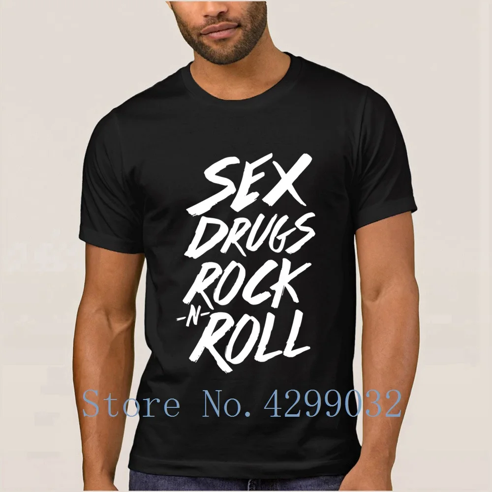 Секс наркотики рок н ролл футболка для Для мужчин Топ с o образным вырезом