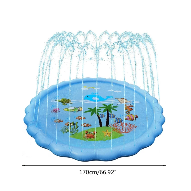 

Round Inflatable Pad Fountain Swimming Pool Indoor Sprinkler Toddler Water Game Play Center for Kids Portable Children