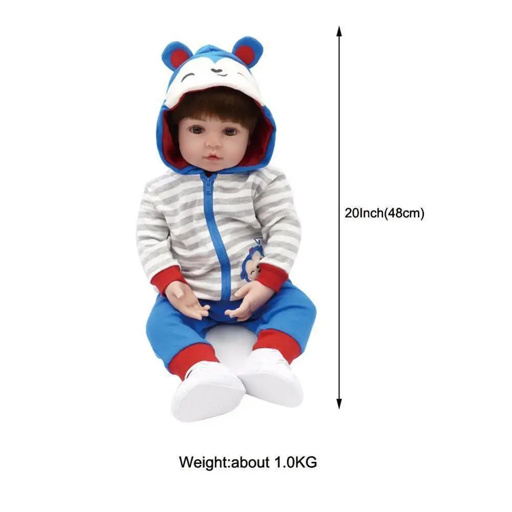 

48CM Full Body bebe doll reborn Silicone Reborn Baby Doll Toys For Girls Newborn Bebe Birthday Gift Bath Toys