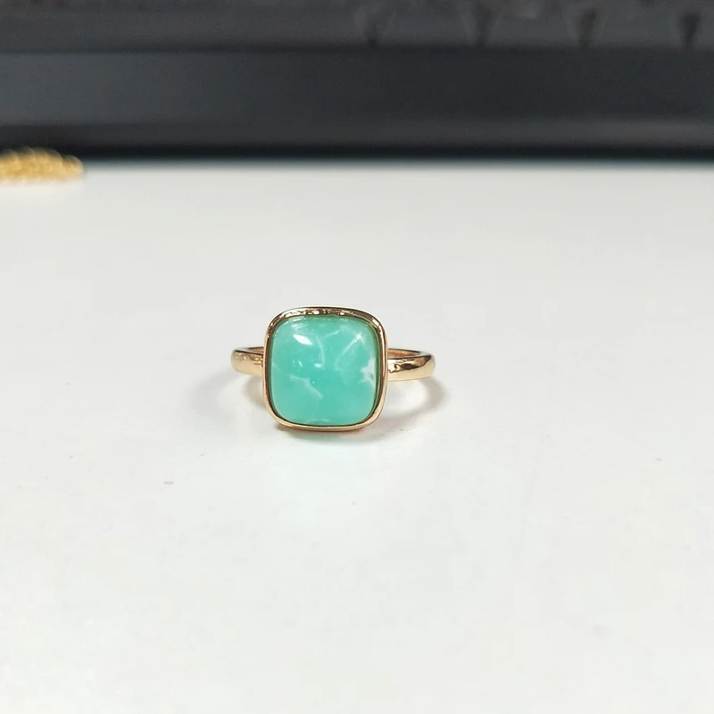 Модные кольца с натуральным квадратным зеленым и синим камнем богемный золотой