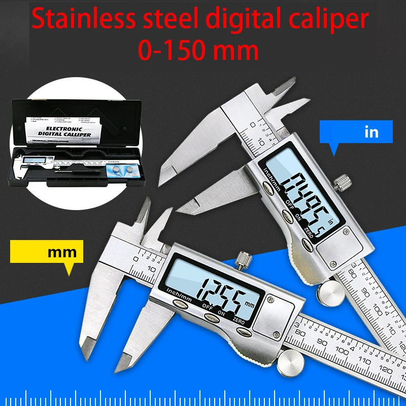 LCD Digital Caliper 150mm 6 inch LCD Digital Electronic Carbon Fiber Vernier Caliper Gauge Micrometer Measuring Tool WJJDZ