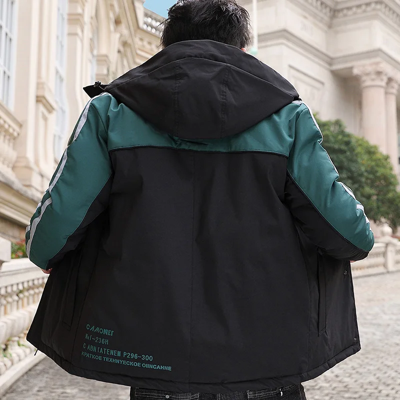 New Casual 2022 Men's Autumn Winter Thicken Warm Hooded Cotton-Padded Jackets Windproof Parkas Outerwear Wadded Coats Youth Tops