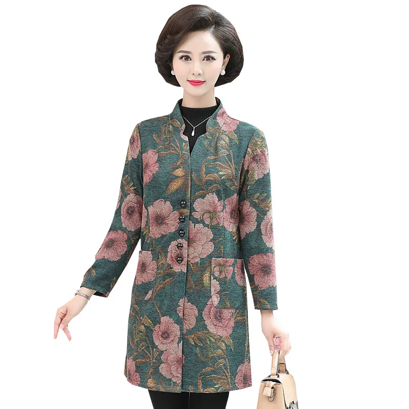 

Women's Jacket Coat 2021 Autumn New Overcoat Middle-Aged And Elderly Windbreaker Elegant Fashion Trench Coat Large Size Coat Top