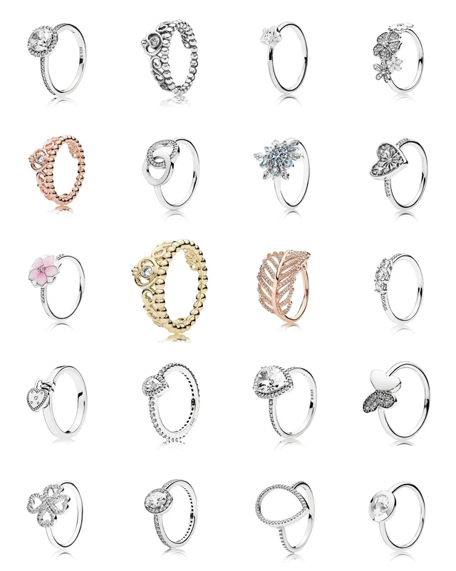 

925 Sterling Silver Ring Princess Tiara Crown Round Sparkle Halo Ring For Women Wedding Party Fashion Jewelry