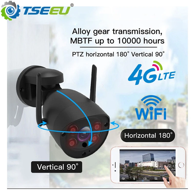 

Outdoor WiFi 4G Sim Card IP Camera Wireless LAN 1080P Rotation Microphone Speaker Motion Detection Auto Human Tracking Camhipro