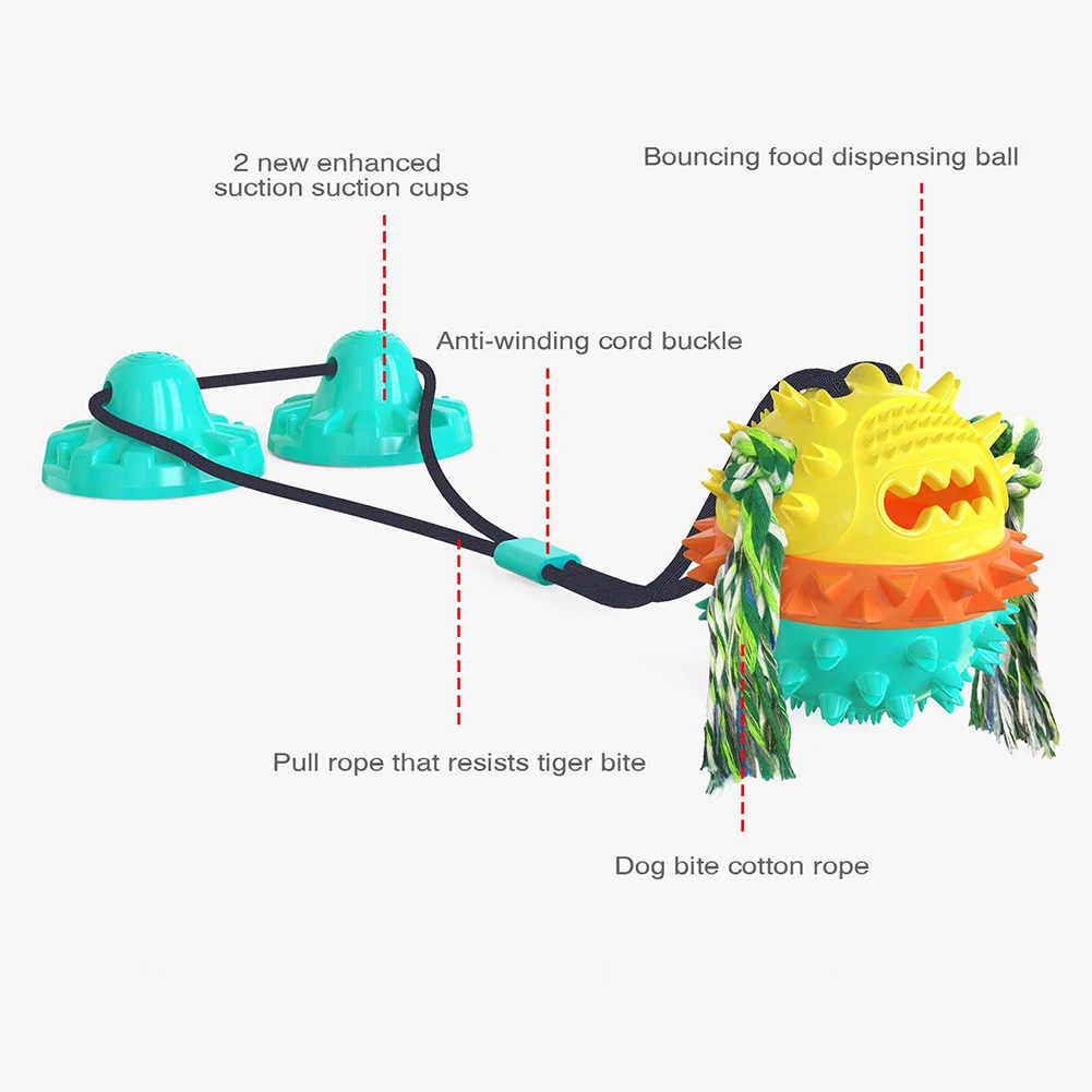 

Dog Toys Pet Puppy Interactive Suction Cup Push TPR Ball Toys Elastic Ropes Dog Tooth Cleaning Chewing Tooth Cleaning Supplies