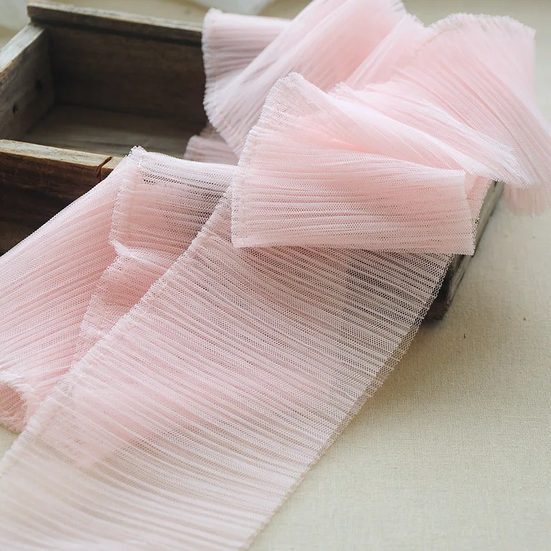 

1M Embroidery Lace Fabric Pink White Ribbon 10cm Mesh Fabric DIY Sewing Trimmings Guipure Crafts Clothing Trim Supplies dentelle