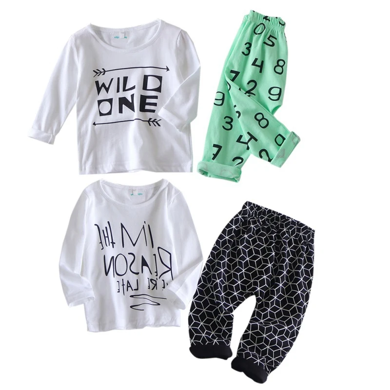 

Baby Girl Clothing Sets Cartoon Long-sleeved T-shirt+Pants Infant Clothes 2pcs Suit New Baby Boy Clothes Cotton Sets 2Colors