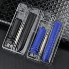 Ремешок для часов из натуральной кожи, швейный черный фиолетовый браслет для наручных часов, 10 мм 12 мм 14 мм 16 мм 18 мм 20 мм 22 м 24 мм