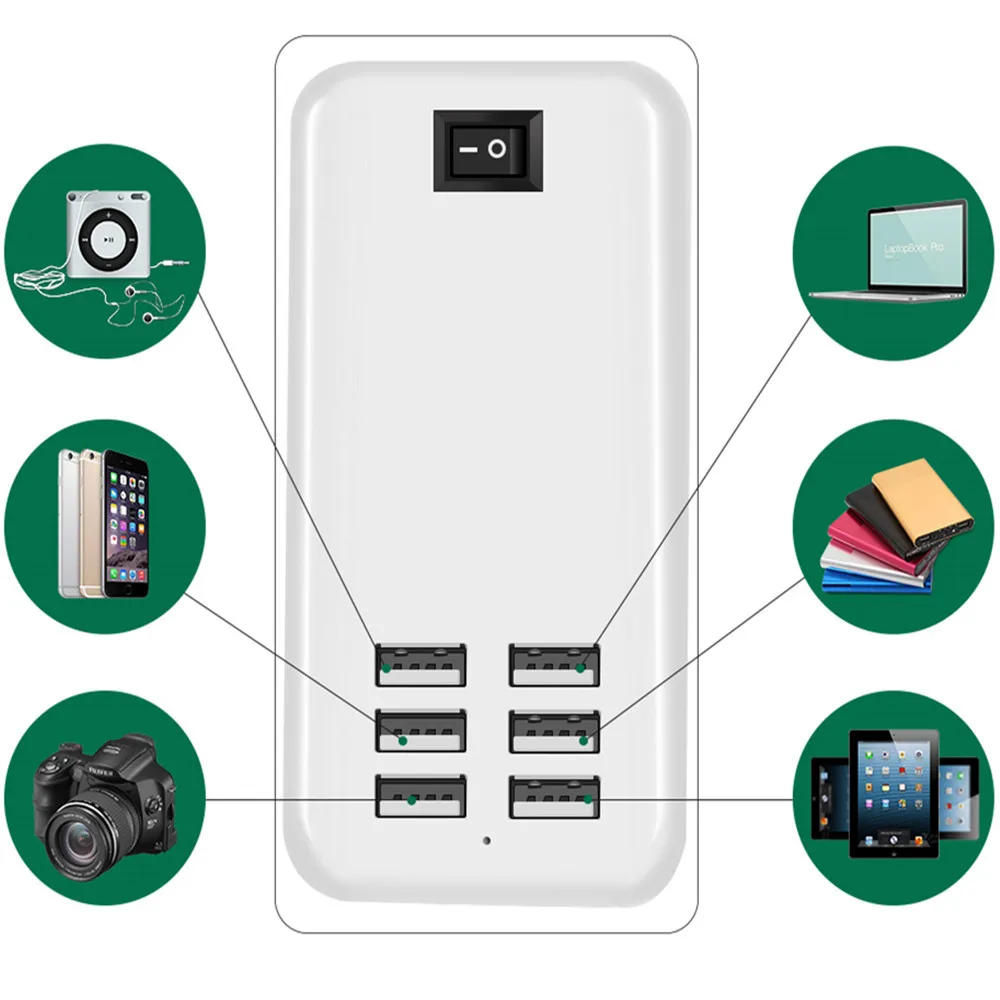Многопортовый 30 Вт 6USB быстрое зарядное устройство для IPhone Android адаптер Tablete EU US UK Pulg блок питания для Xiaomi huawei samsung