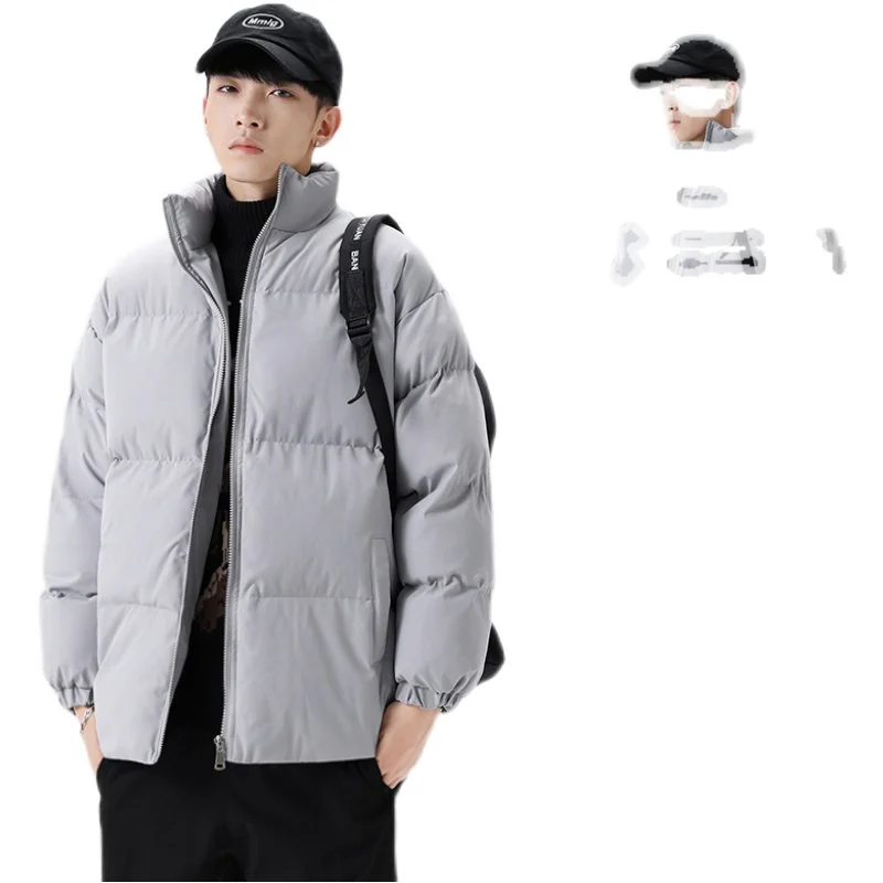 Men's Harajuku color coat winter jacket 2021 men's street clothes hip hop Parker Korean black clothes puff jacket