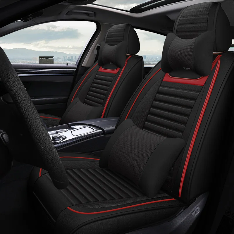 (Передние и задние) Чехлы для автокресел из льна на 5 мест lada grant nterior 2107 2114 granta kalina