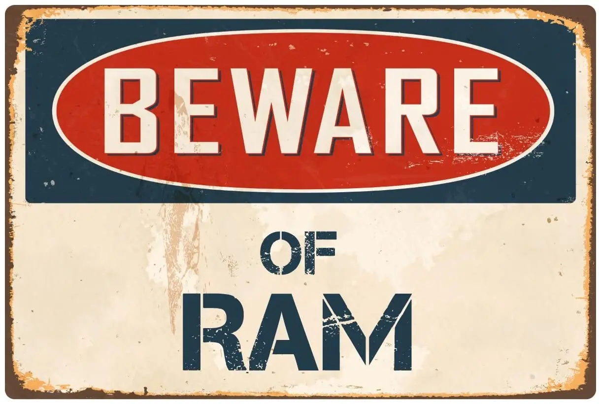 

StickerPirate Beware of Ram 8 x 12 Vintage Aluminum Retro Metal Sign VS355