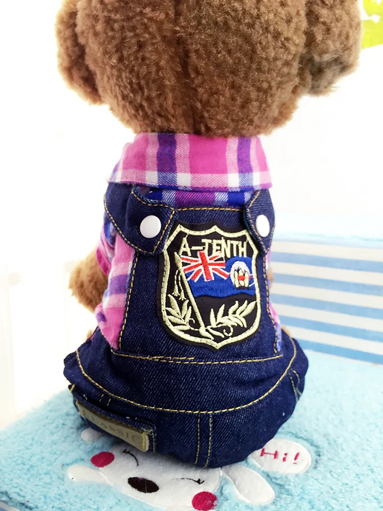 Dog Cat Denim Striped Jumpsuit Hoodie Jean Pet Puppy Coat Jacket Spring/Summer Clothes Apparel 4 Colours Winter | Дом и сад