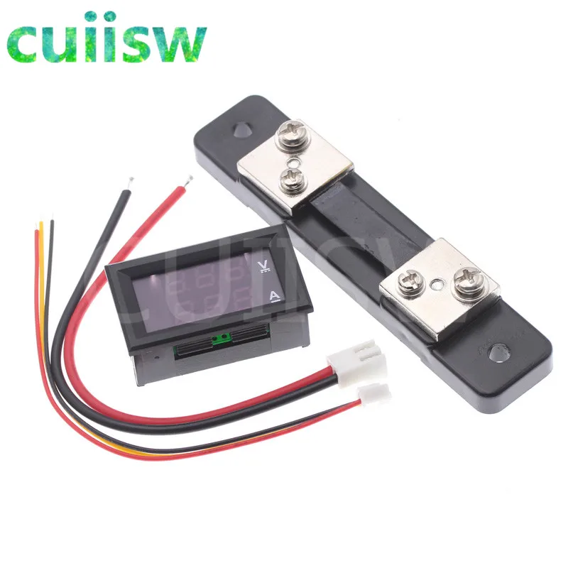 Красный синий цифровой вольтметр Амперметр постоянного тока 0 100 В/50 а 2 в 1 Вольт с