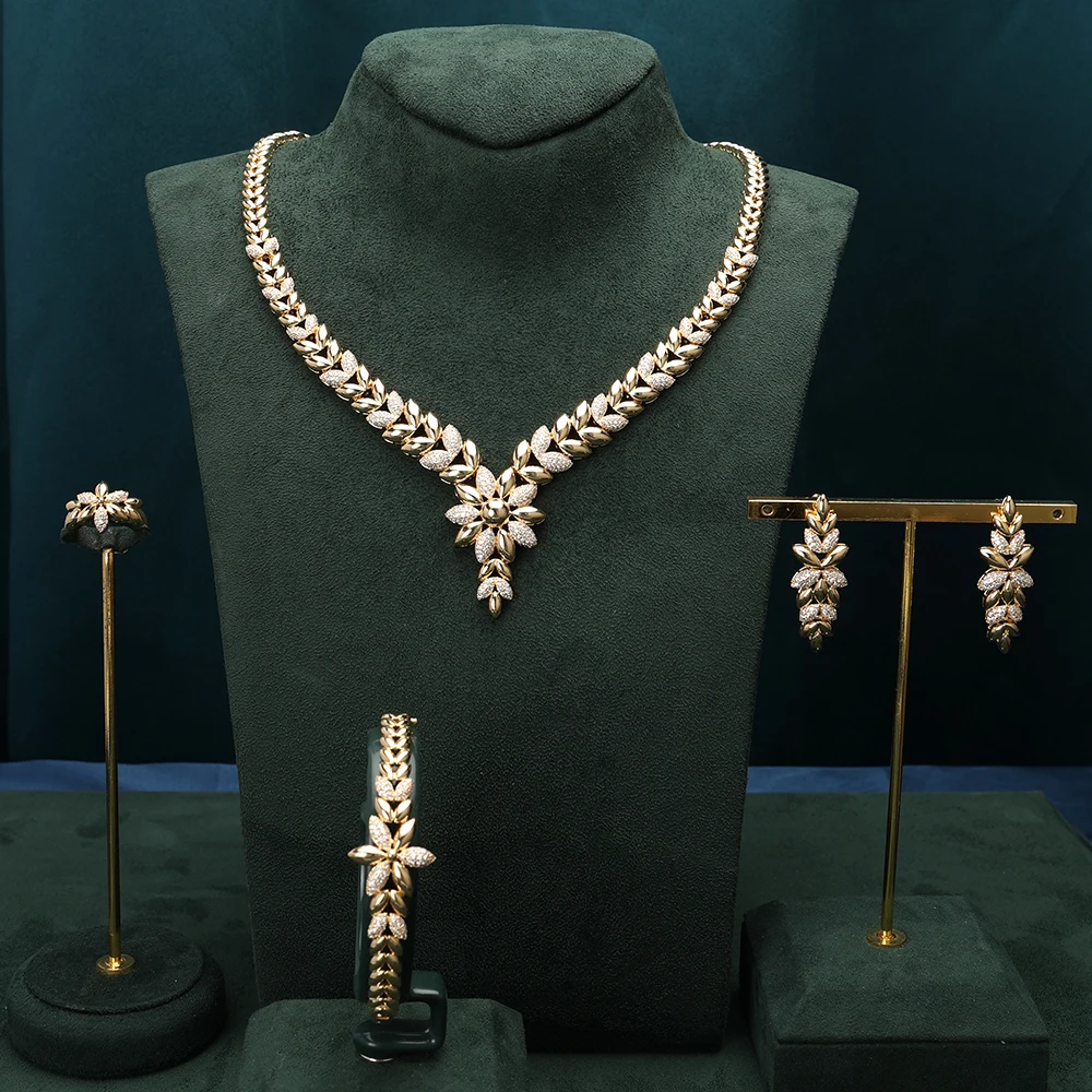 TIRIM Luxury Nigeria Jewelry Sets for Women Cubic Zirconia Necklace Set Dubai African Bridal Wedding Dinner Party  Accessories