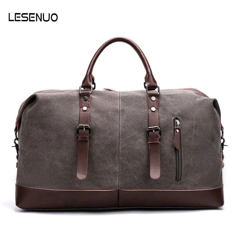 

Canvas travel bag men's leather outdoor goods luggage case travel fitness photography bag large capacity leather handbag