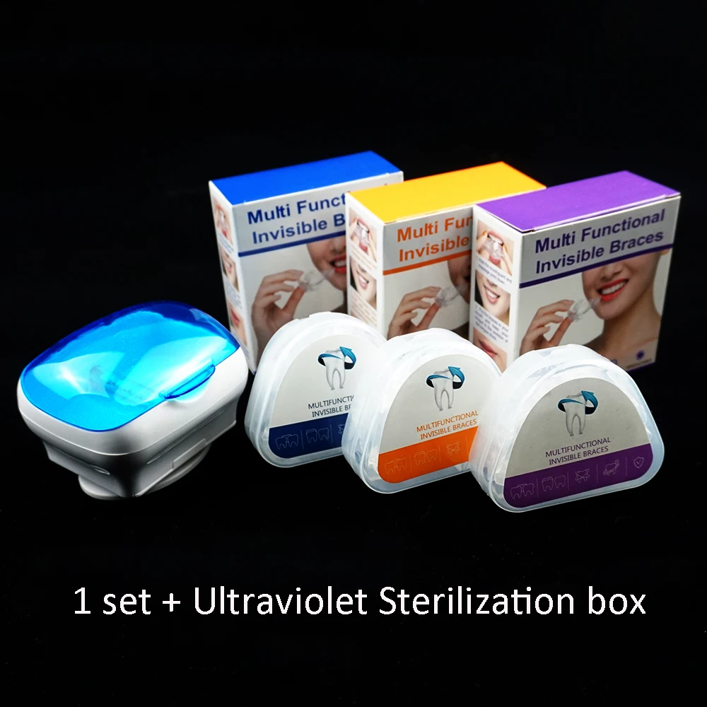 

Dental Braces for Teeth Straightener Orthodontic Appliance Fake Braces Trainer for Teeth Alignment Ultraviolet Disinfection Box