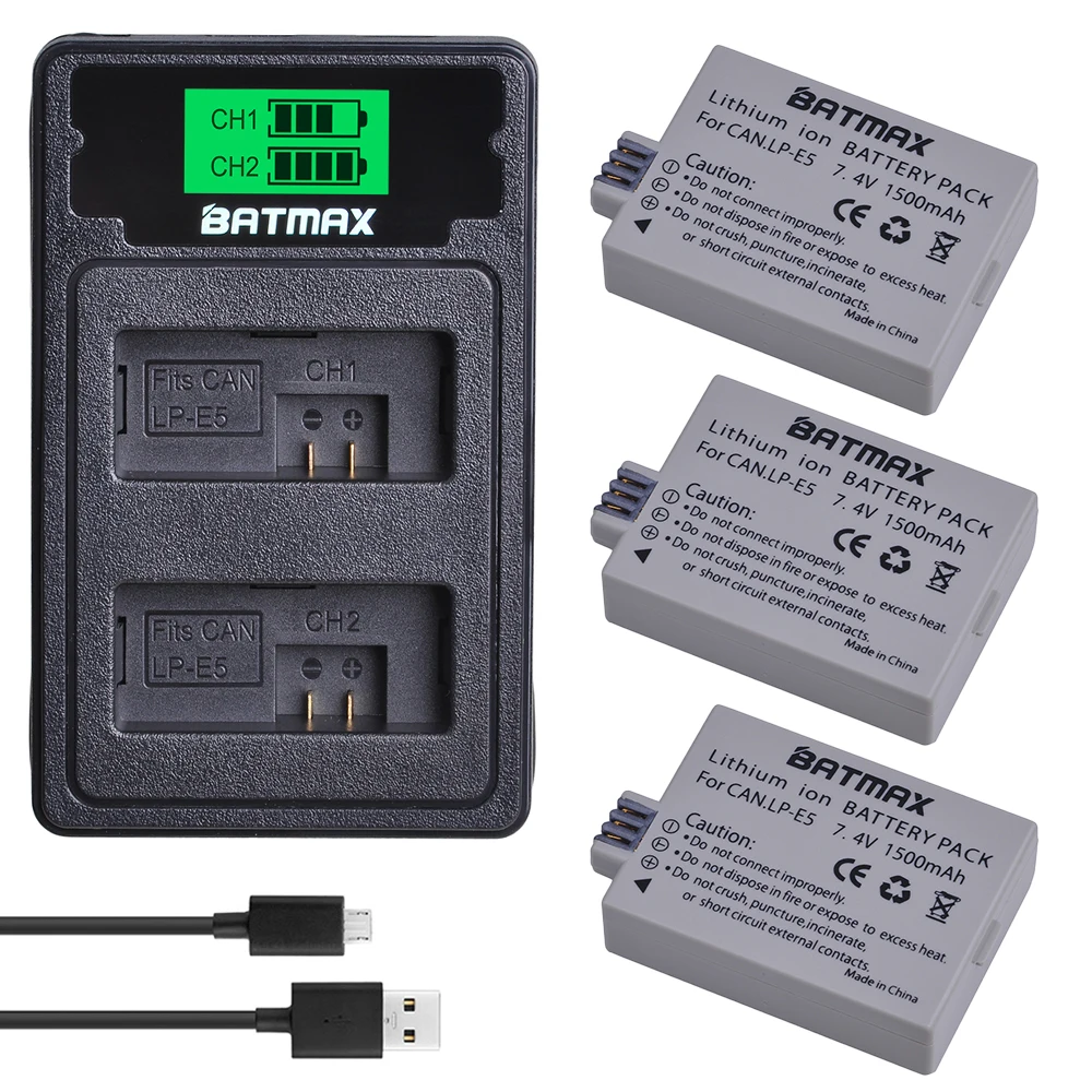 Аккумулятор Batmax для камеры двойное зарядное устройство с ЖК экраном и портом Type C