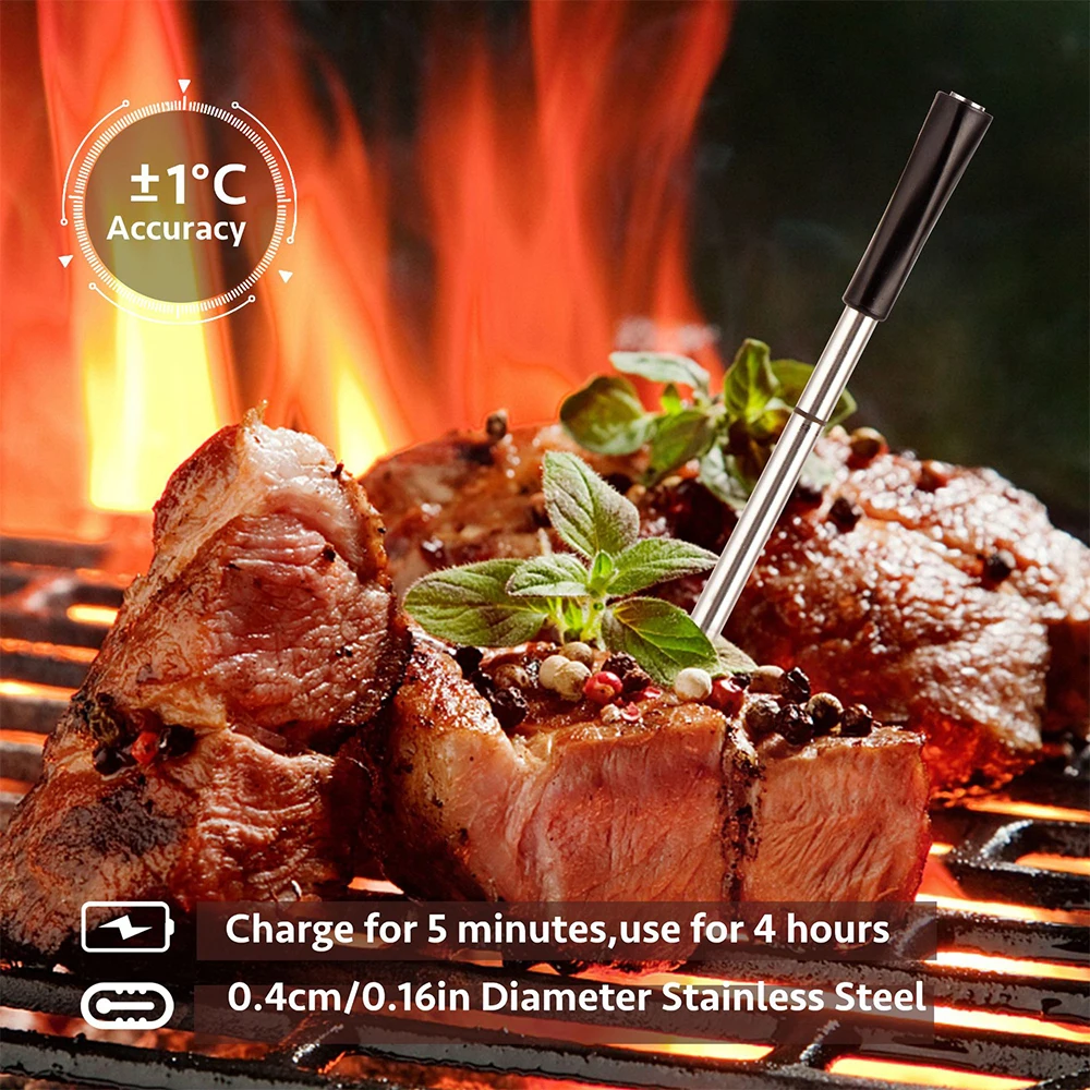 

BBQ Wireless Meat Thermometer for Oven Grill Bluetooth Probe Smart Waterproof Smoker Temperature Thermometer Kitchen Accessories