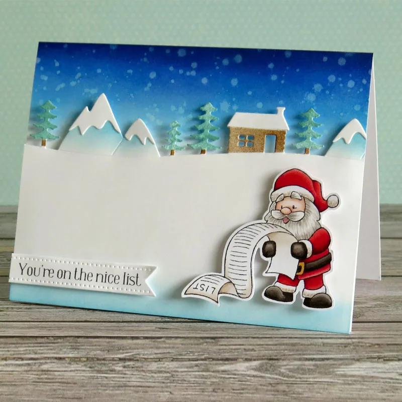 Дед Мороз прозрачные штампы и металлические для скрапбукинга изготовления карт