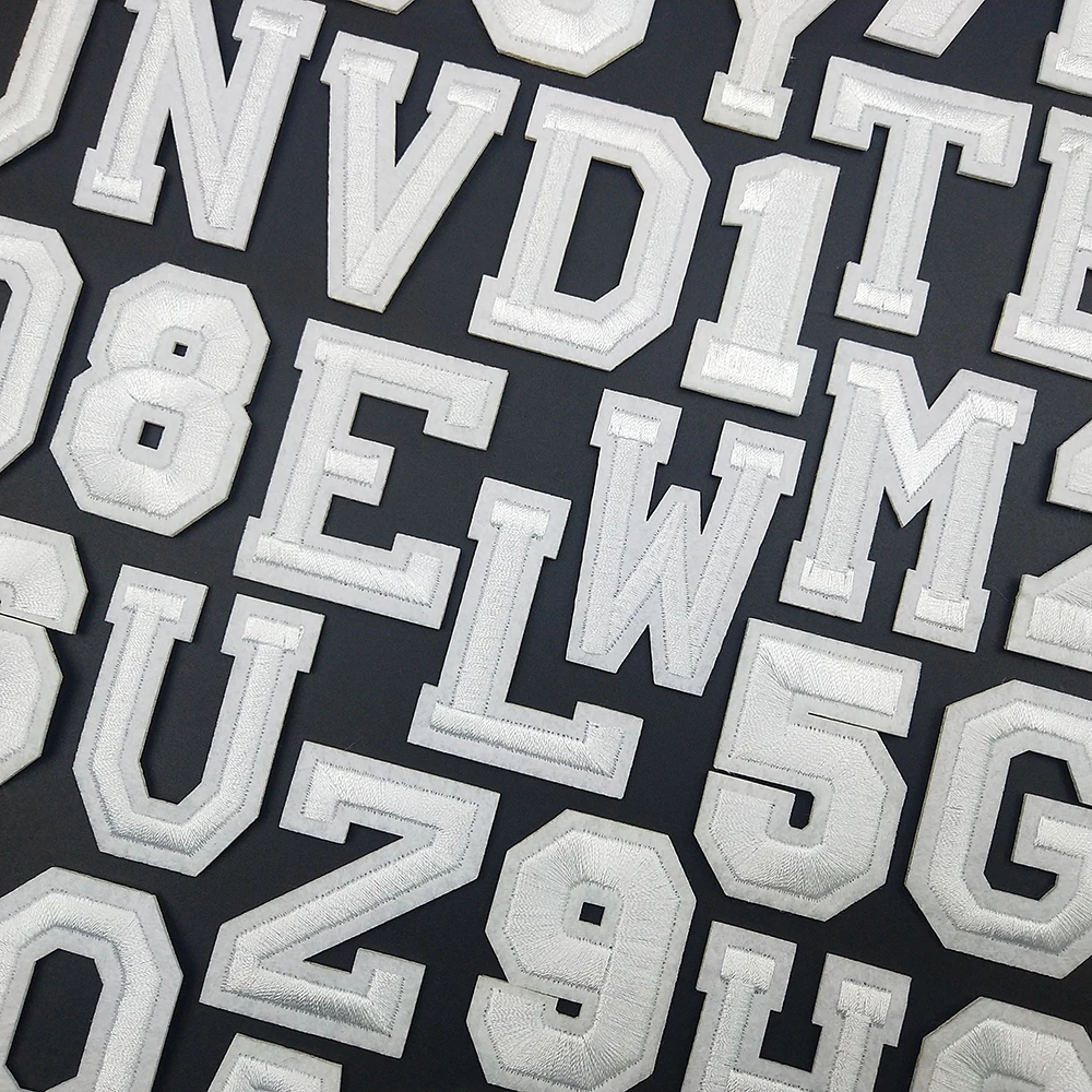 Нашивки с вышивкой сделай сам белые наклейки английскими буквами и цифрами