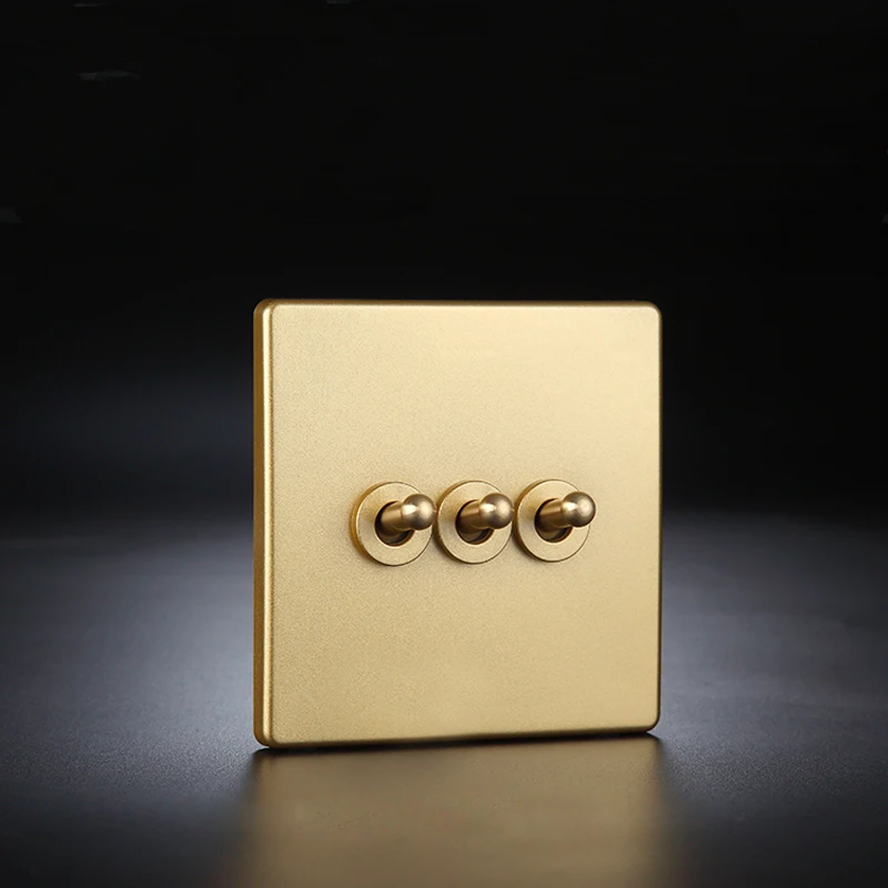 Переключатель настенный из латуни для отелей цвета шампанского золотого желтого