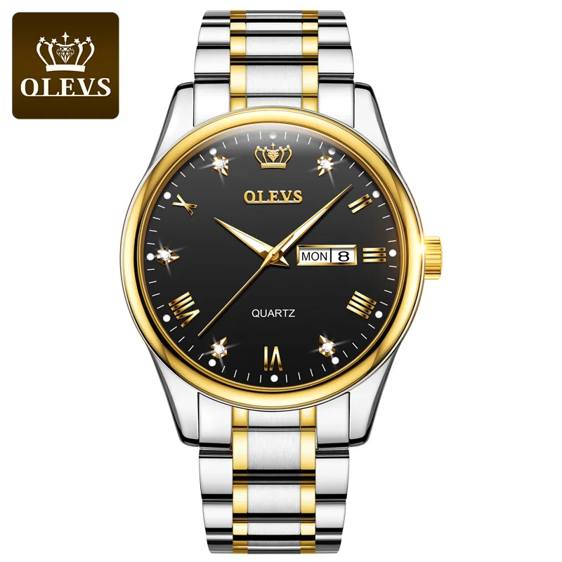 

Olevs Brand Watch Tuhao Gold Diamond Quartz Watch Business Waterproof Luminous Men's Watch Men's Watch