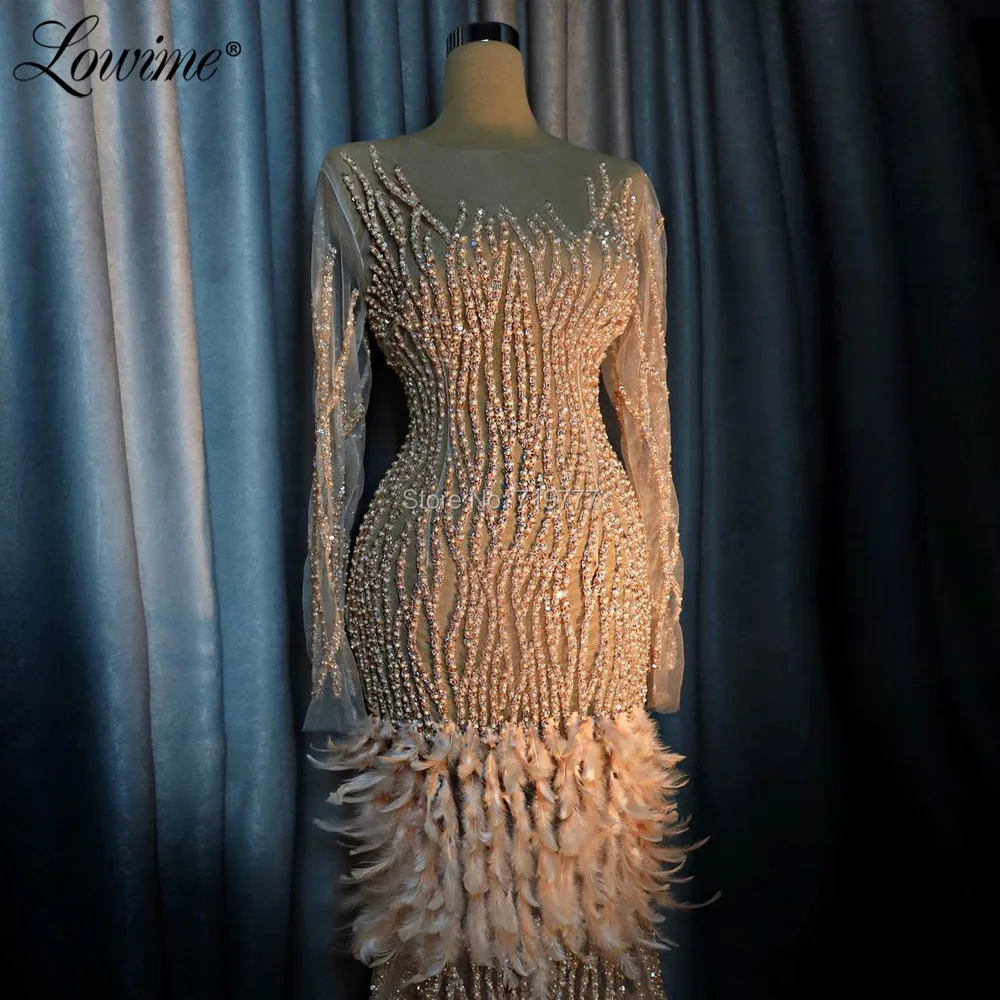 Arabic Robe Long Sleeves Dubai Illusion Evening Dresses Beaded Turkish Moroccan Kaftans Prom Dress Crystals Party Gowns 2020 New