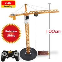 100cm large size high simulate crane truck 360 degree rotation 2 4g remote control bucket lifting moving tower jib crane gifts