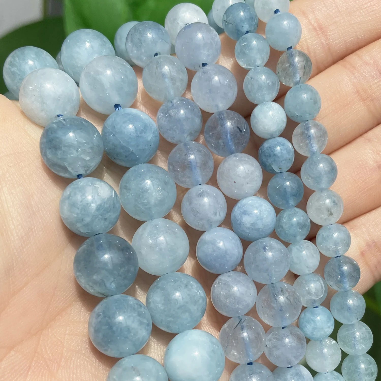 

Natural Stone Bead Blue Aquamarines Jades Round Loose Beads for Jewelry Making Needlework DIY Bracelet Accessories 15'' 6 8 10mm