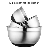 stainless steel mixing bowls with lids and non slip silicone bottom kitchen utensil bowl for salad bread pastries cake bowl