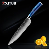 xituo 8 inch chef knife professional laser damascus kitchen cleaver knife stainless steel meat slicing utility cooking knives