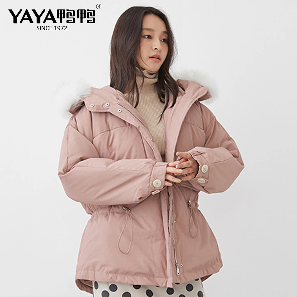 YAYA 90% белый пуховик на утином пуху женская короткая куртка со съемным толстым