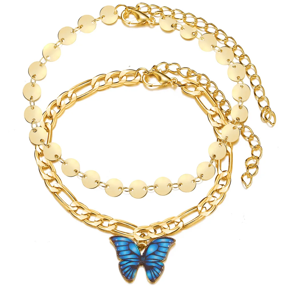 

Boho Simple Gold Butterfly Chain Anklets for Women Vintage Summer Beach Anklet Beads Ankle Bracelet Foot Gifts Jewelry